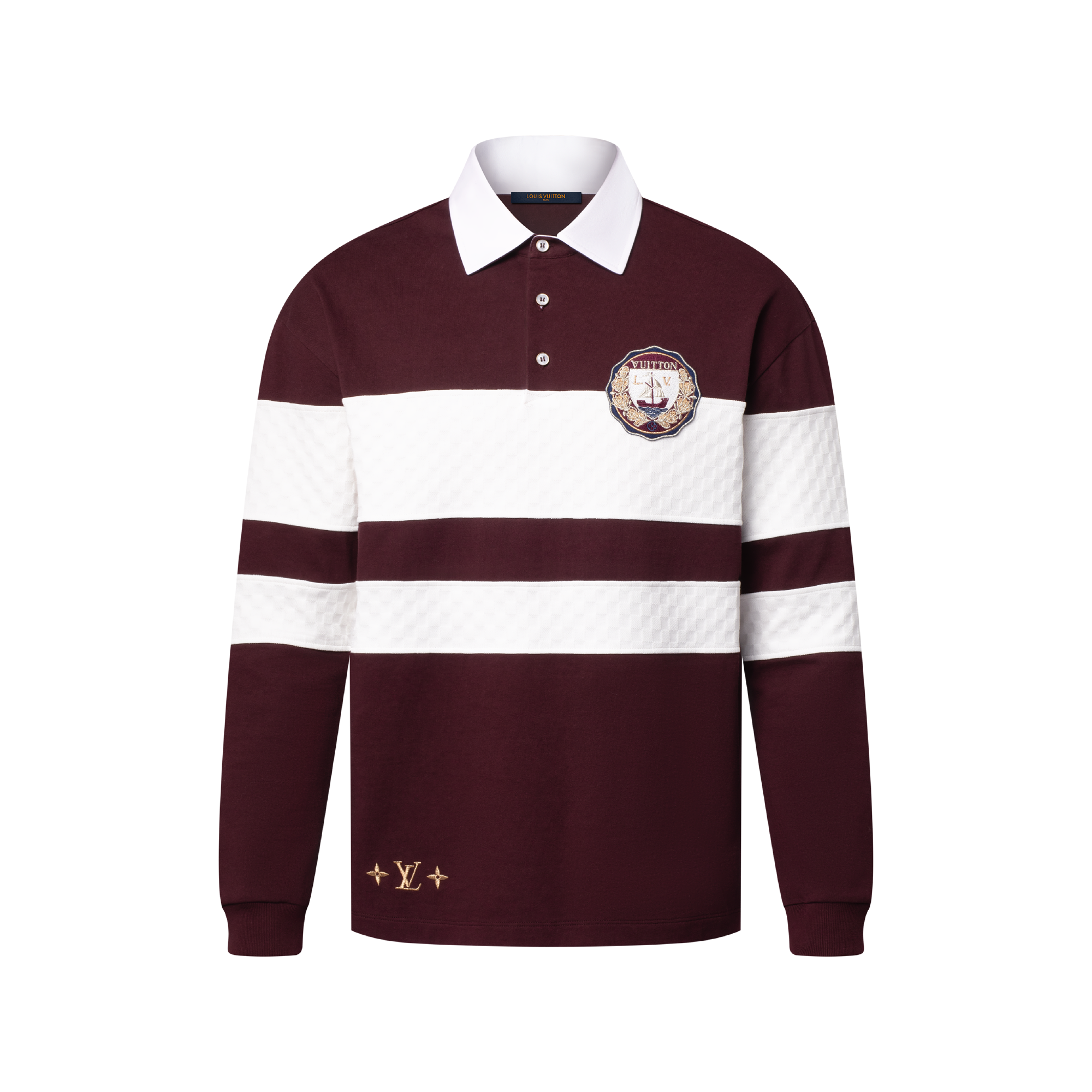 Damier Striped Long-Sleeved Polo Shirt - Men - Ready-to-Wear